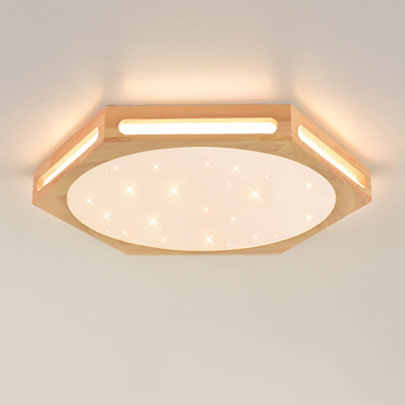 Modern Style Geometry Shape Ceiling Lamp Wood 1 Light Ceiling Lighting for Dining Room
