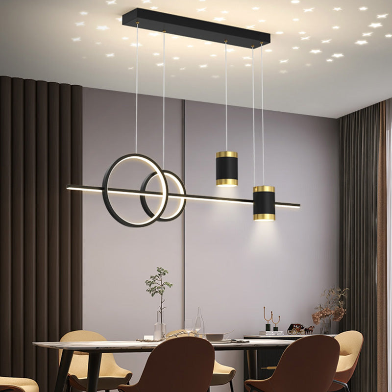 Contemporary Style Linear Island Lighting Ideas Metal 5- Light Island Pendant Lights
