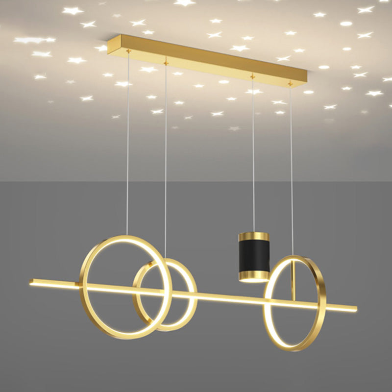 Contemporary Style Linear Island Lighting Ideas Metal 5- Light Island Pendant Lights