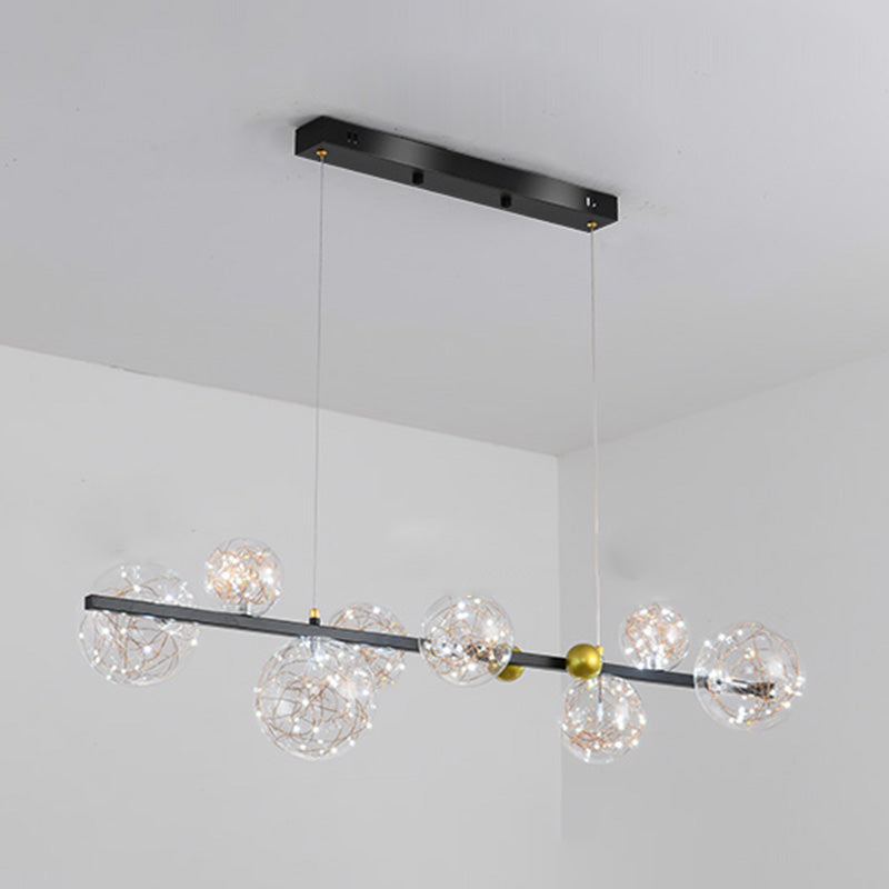 Contemporary Style Spherical Island Lighting Ideas Clear Glass 8 Light Island Lights