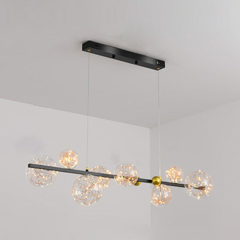 Contemporary Style Spherical Island Lighting Ideas Clear Glass 8 Light Island Lights