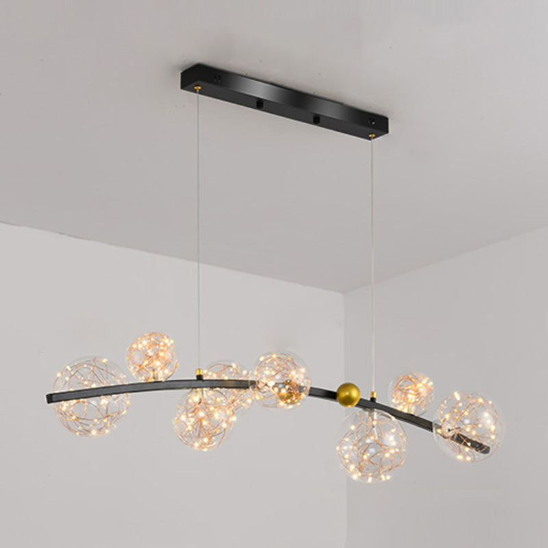 Contemporary Style Spherical Island Lighting Ideas Clear Glass 8 Light Island Lights