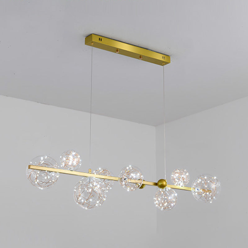 Contemporary Style Spherical Island Lighting Ideas Clear Glass 8 Light Island Lights