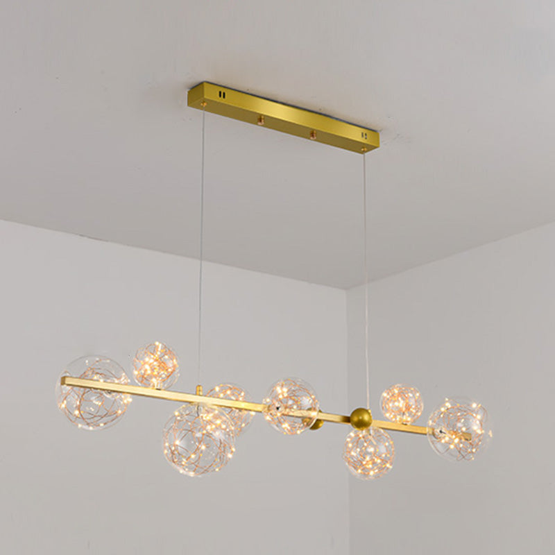 Contemporary Style Spherical Island Lighting Ideas Clear Glass 8 Light Island Lights