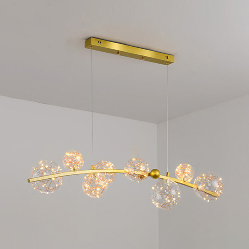 Contemporary Style Spherical Island Lighting Ideas Clear Glass 8 Light Island Lights