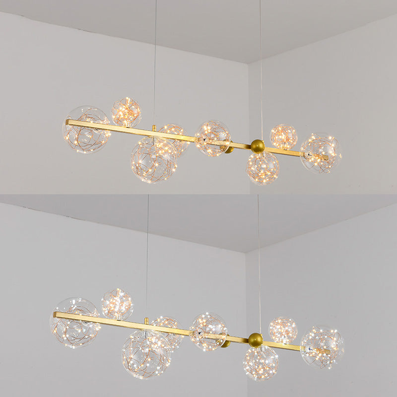 Contemporary Style Spherical Island Lighting Ideas Clear Glass 8 Light Island Lights