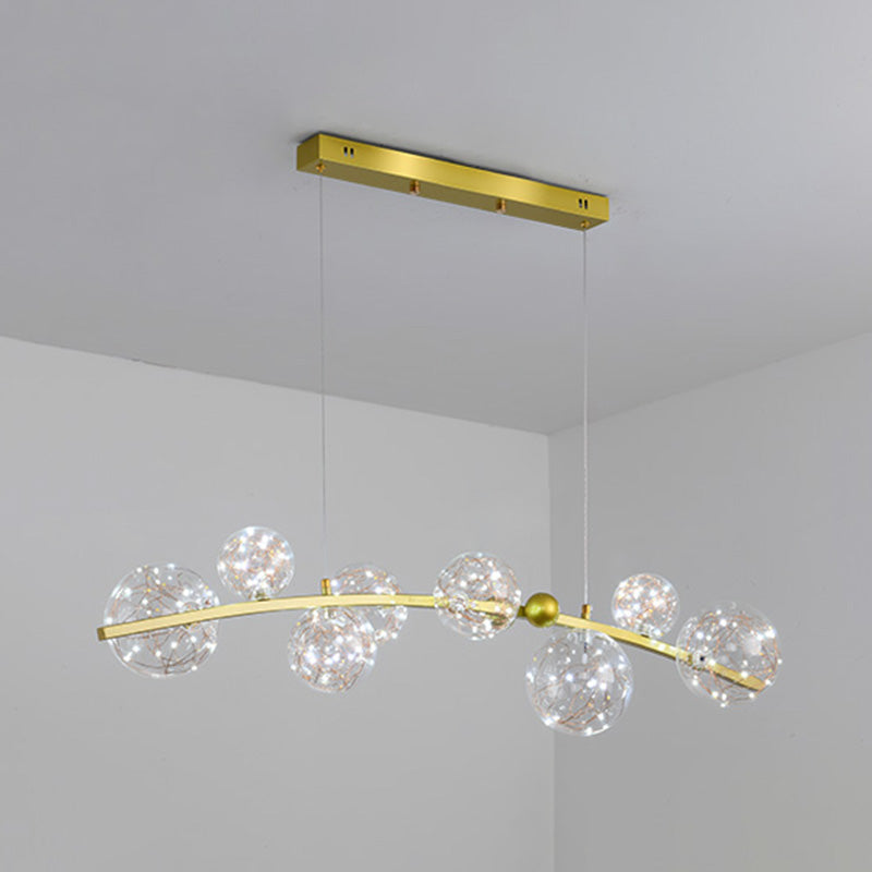 Contemporary Style Spherical Island Lighting Ideas Clear Glass 8 Light Island Lights