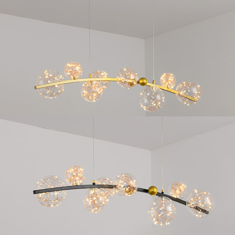 Contemporary Style Spherical Island Lighting Ideas Clear Glass 8 Light Island Lights