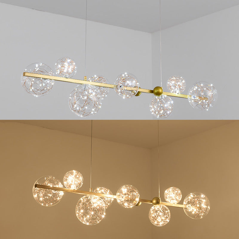 Contemporary Style Spherical Island Lighting Ideas Clear Glass 8 Light Island Lights