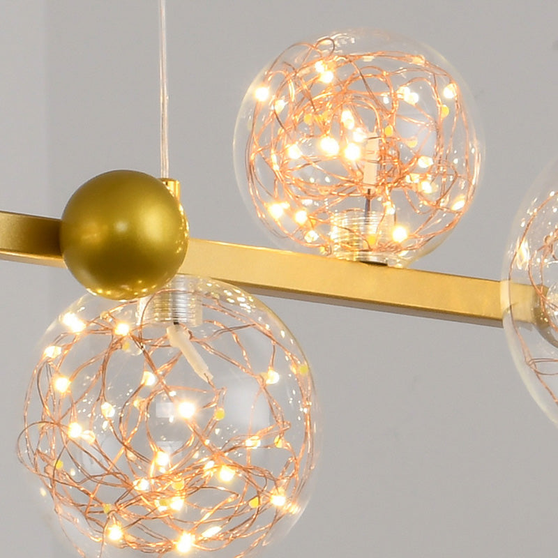 Contemporary Style Spherical Island Lighting Ideas Clear Glass 8 Light Island Lights