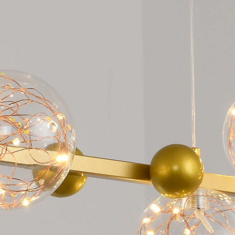 Contemporary Style Spherical Island Lighting Ideas Clear Glass 8 Light Island Lights