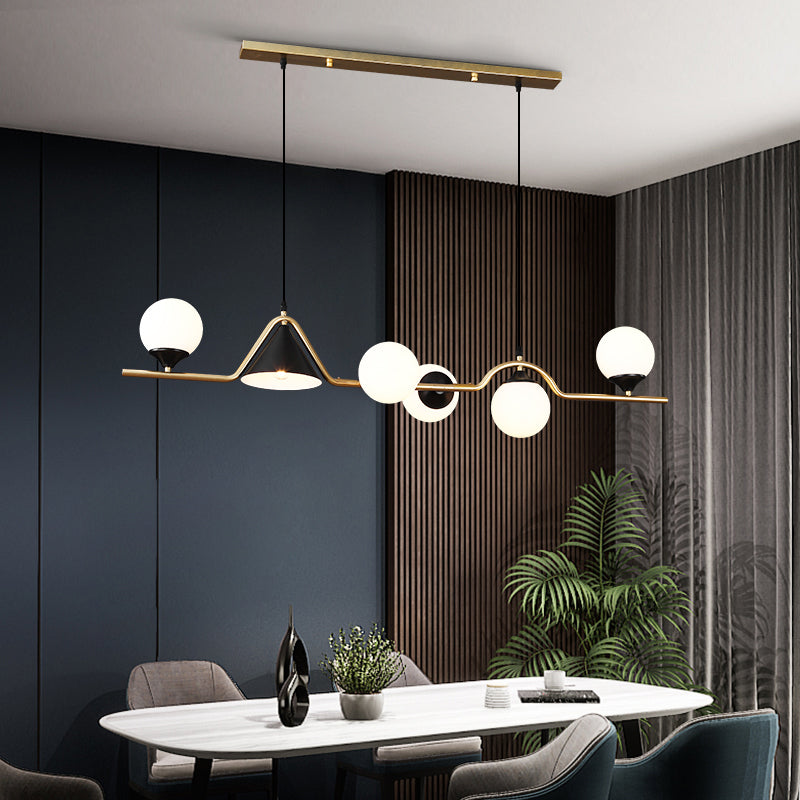 Contemporary Style Spherical Hanging Pendant Lights Glass Island Lights