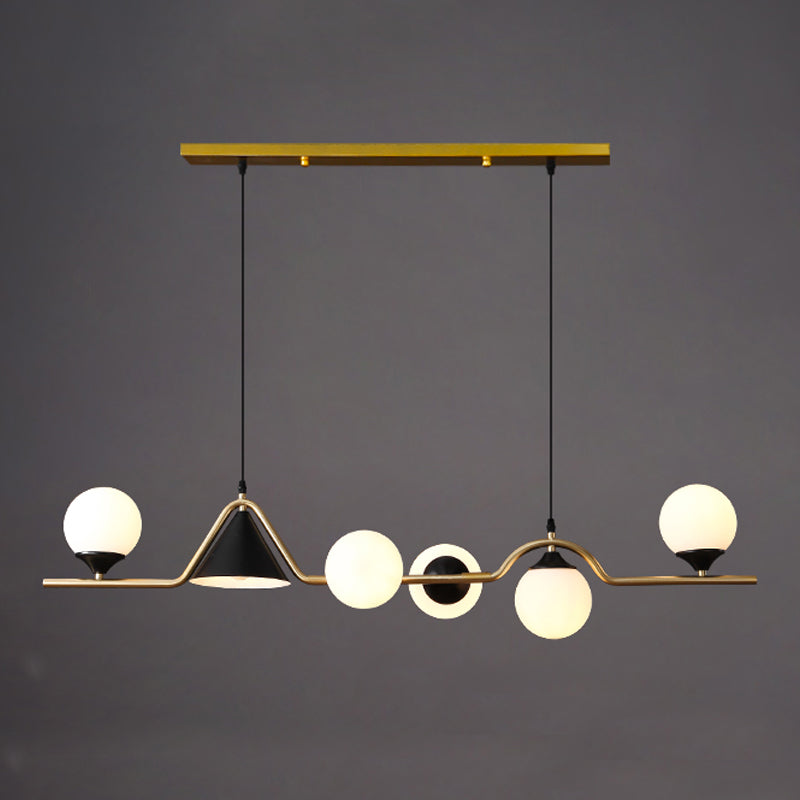 Contemporary Style Spherical Hanging Pendant Lights Glass Island Lights