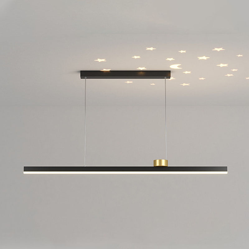 Black and Gold Bar Pendant Spotlight Postmodern LED Metal Island Light