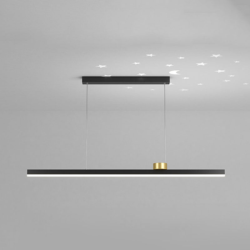 Black and Gold Bar Pendant Spotlight Postmodern LED Metal Island Light