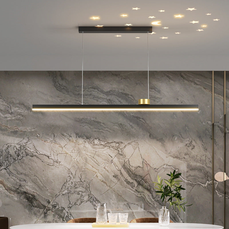 Black and Gold Bar Pendant Spotlight Postmodern LED Metal Island Light