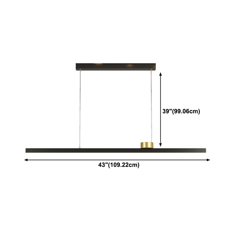 Black and Gold Bar Pendant Spotlight Postmodern LED Metal Island Light