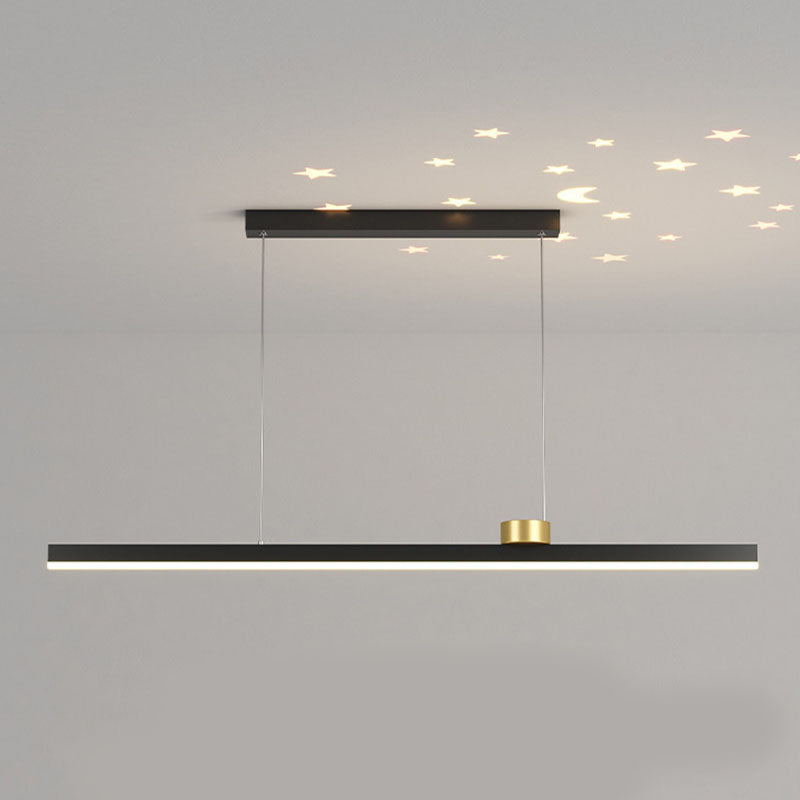 Black and Gold Bar Pendant Spotlight Postmodern LED Metal Island Light