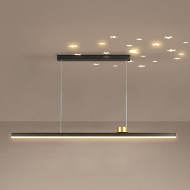 Black and Gold Bar Pendant Spotlight Postmodern LED Metal Island Light