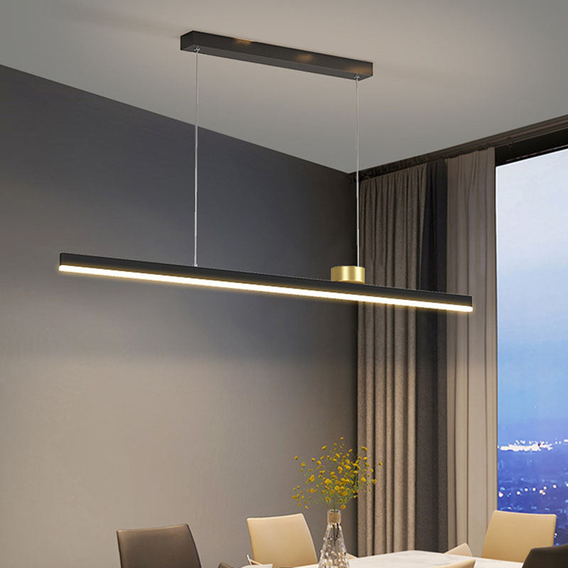 Black and Gold Bar Pendant Spotlight Postmodern LED Metal Island Light