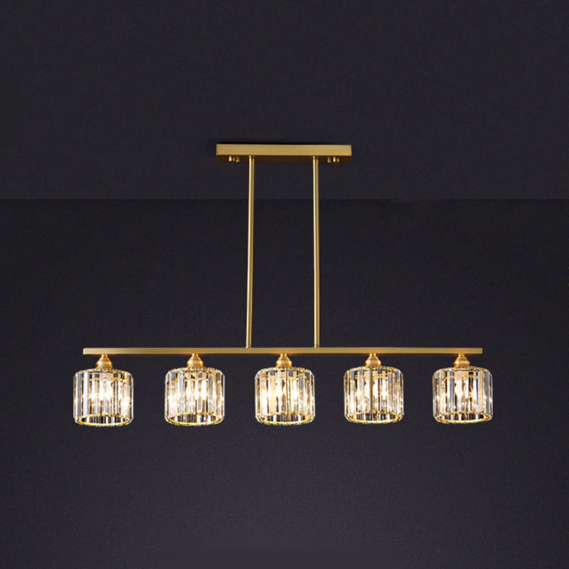 Contemporary Style Cylinder Shape Island Lights Crystal Island Lighting