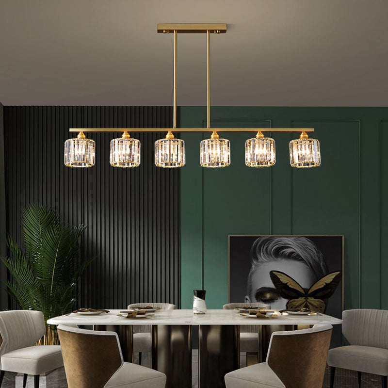 Contemporary Style Cylinder Shape Island Lights Crystal Island Lighting