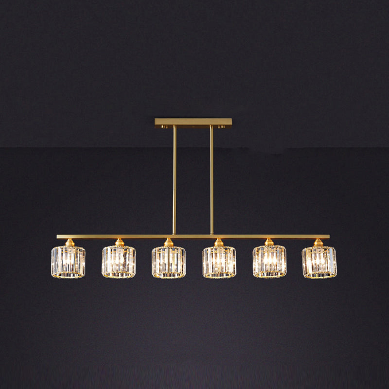 Contemporary Style Cylinder Shape Island Lights Crystal Island Lighting