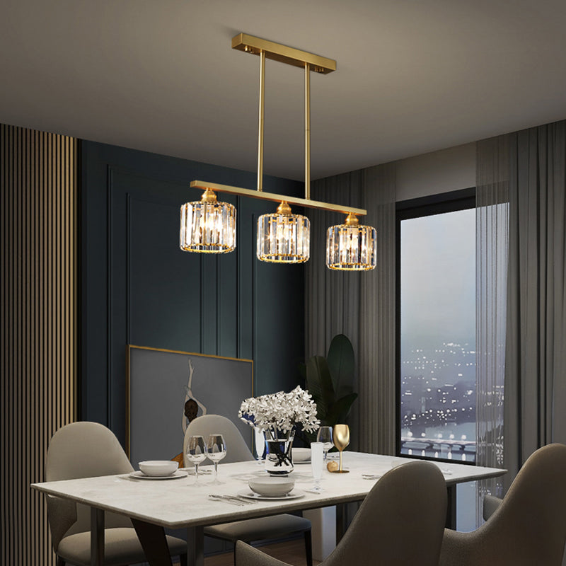 Contemporary Style Cylinder Shape Island Lights Crystal Island Lighting
