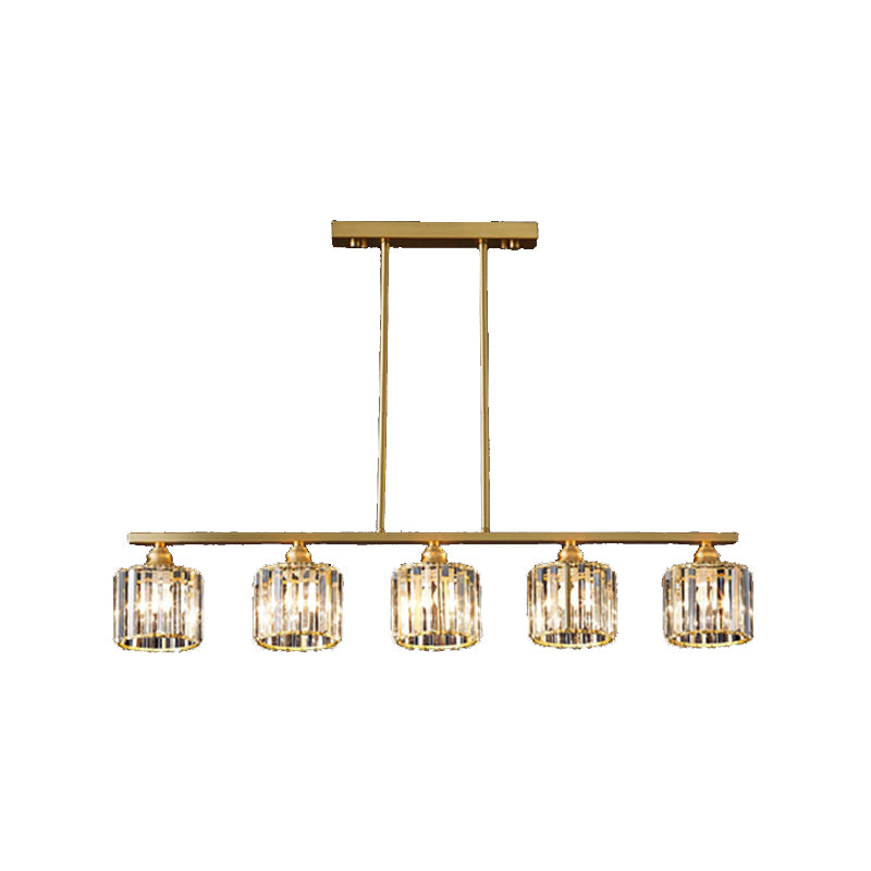 Contemporary Style Cylinder Shape Island Lights Crystal Island Lighting