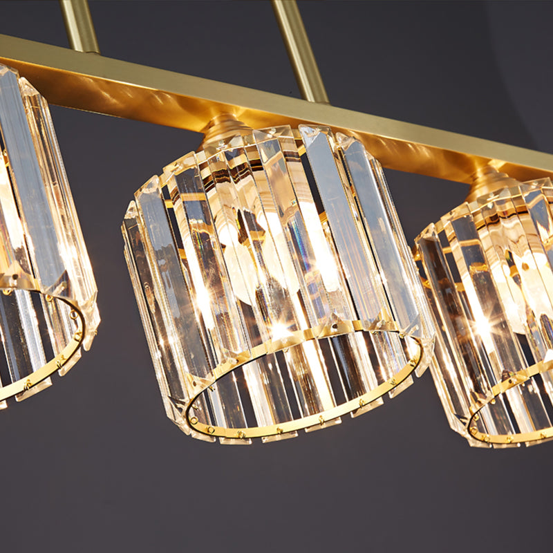 Contemporary Style Cylinder Shape Island Lights Crystal Island Lighting