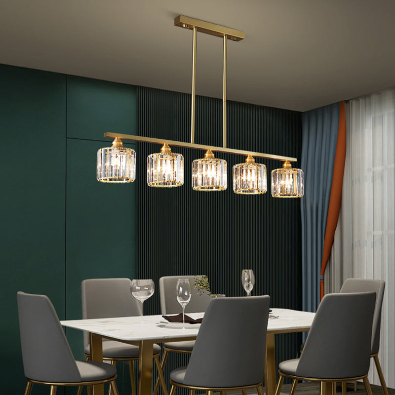 Contemporary Style Cylinder Shape Island Lights Crystal Island Lighting