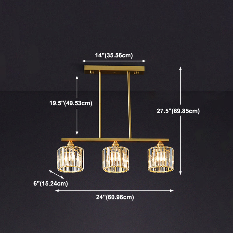 Contemporary Style Cylinder Shape Island Lights Crystal Island Lighting