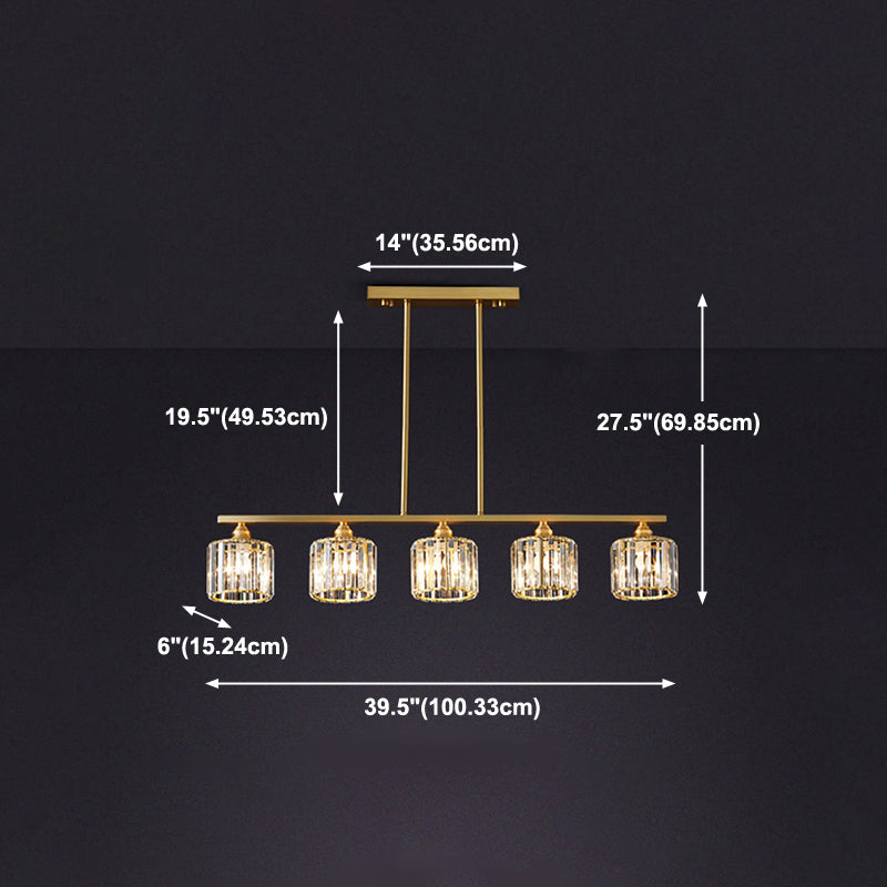 Contemporary Style Cylinder Shape Island Lights Crystal Island Lighting