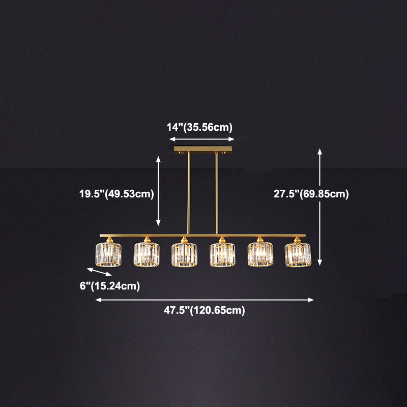 Contemporary Style Cylinder Shape Island Lights Crystal Island Lighting