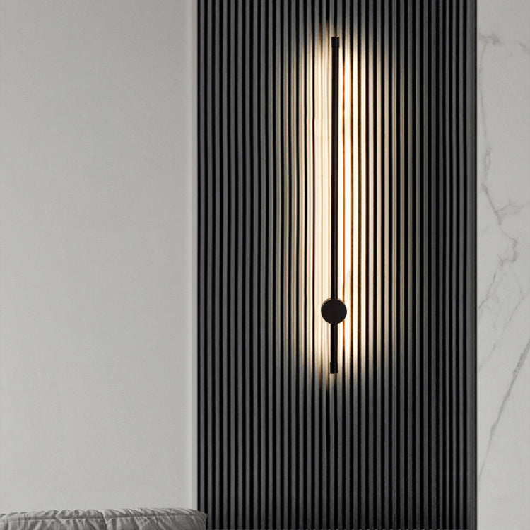 Metal Linear Shade Wall Sconce Modern Style 1- Light Wall Mounted Light in Black