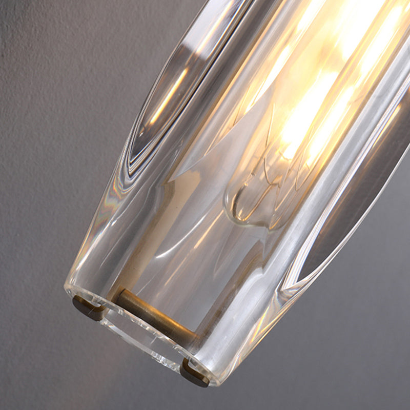 Unique Shade Crystal Wall Sconce Modern Style Single Light Wall Mounted Light in Brass
