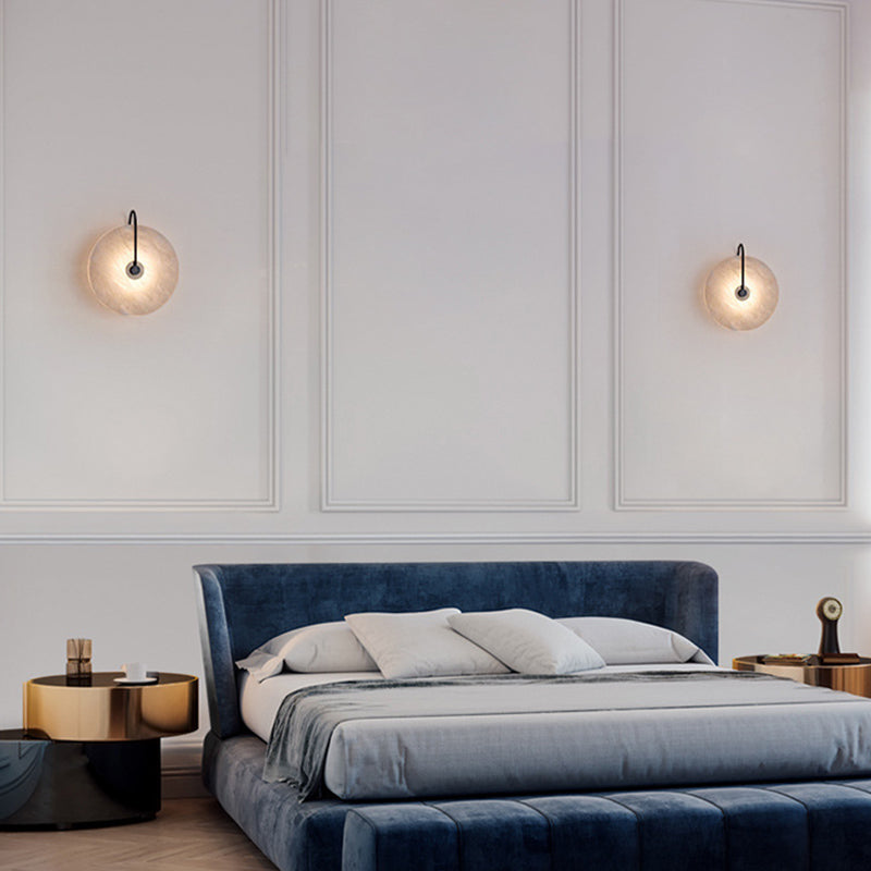 Modern Style Round Wall Mounted Lamps Stone 1 Light Wall Lighting Ideas