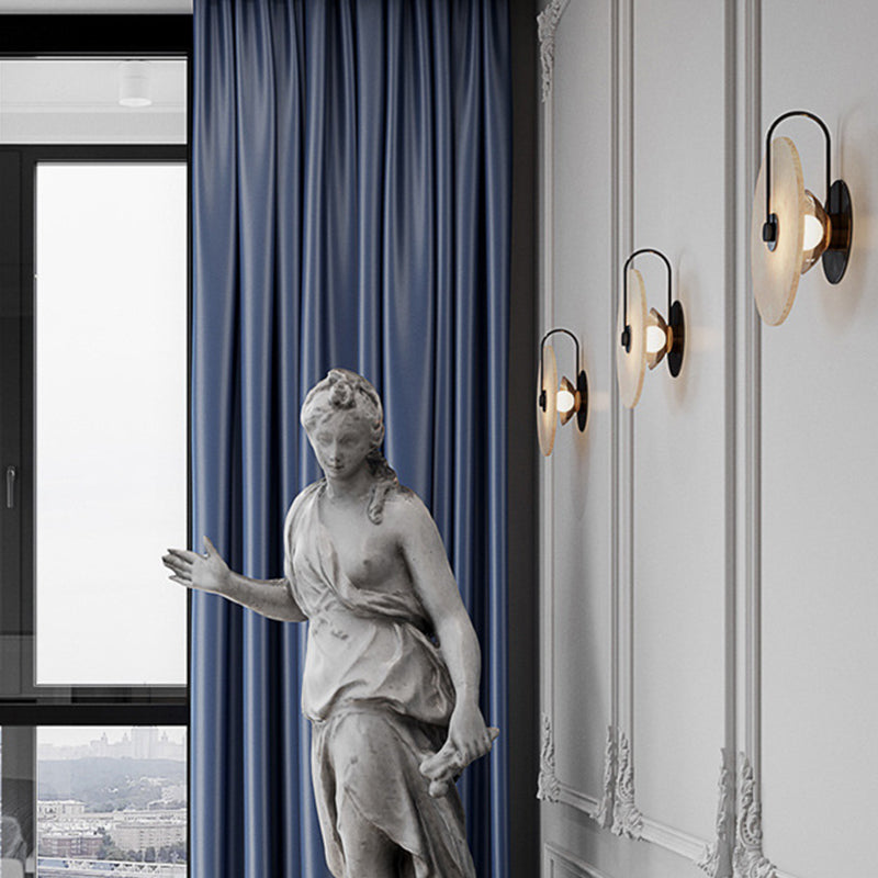Modern Style Round Wall Mounted Lamps Stone 1 Light Wall Lighting Ideas