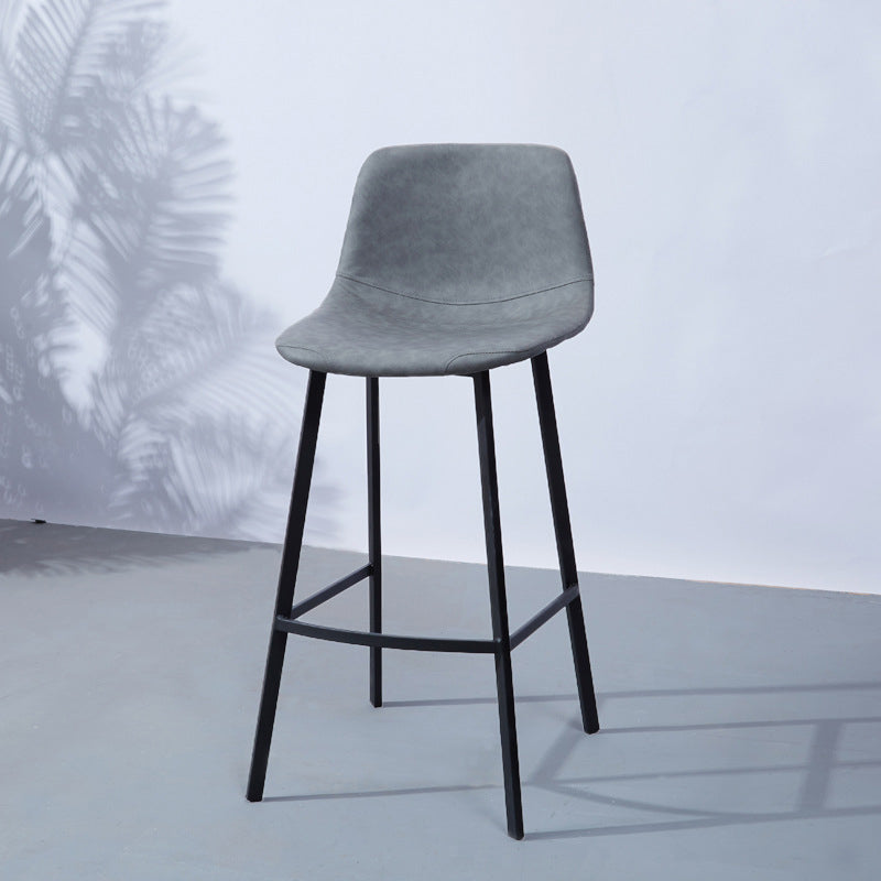 Modern Footrest Coffee Shop Stool Matte Finish Upholstered Bar Stools