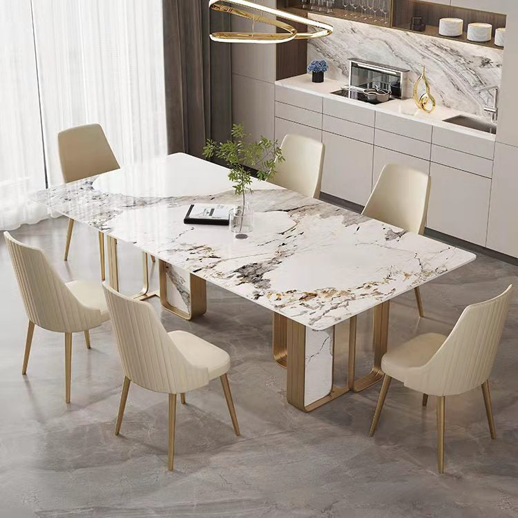 Luxury Sintered Stone Dining Set Rectangle 1/2/5/6/7 Pieces Dining Room Table Set