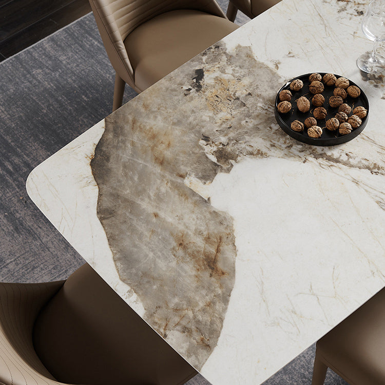 Modern Rectangle Sintered Stone Dining Table Set 1/3/4/5/7 Pieces Dining Set for Home Use
