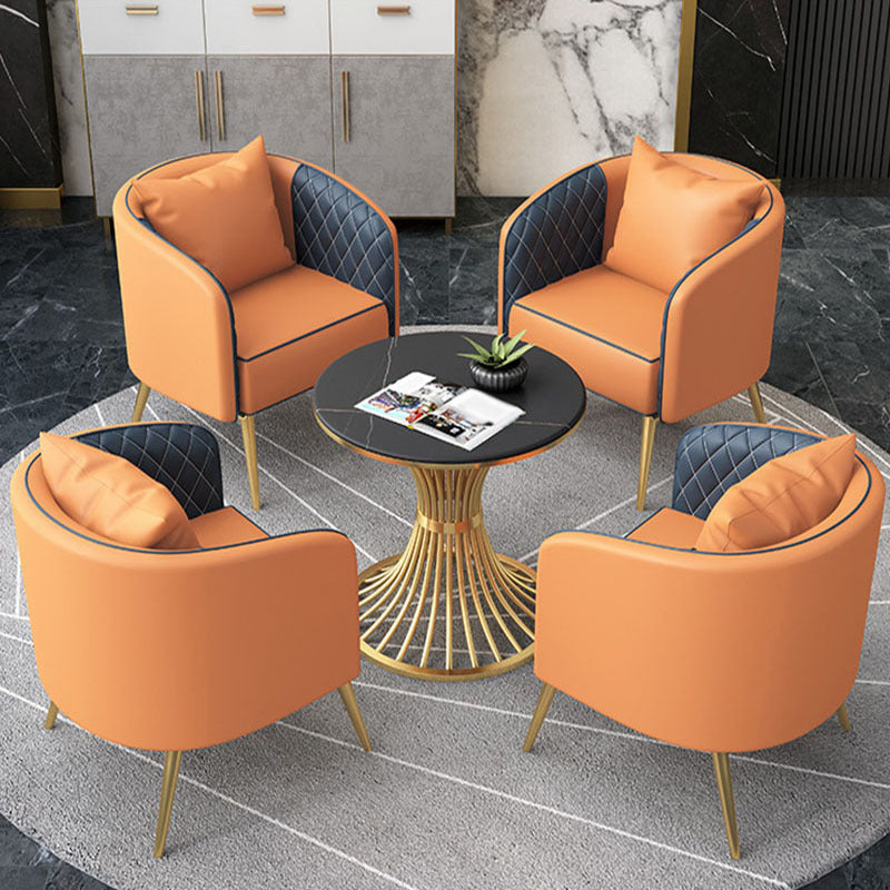 Glam Round Sintered Stone Dining Table Set 1/2/5 Pieces Dining Set for Home Use