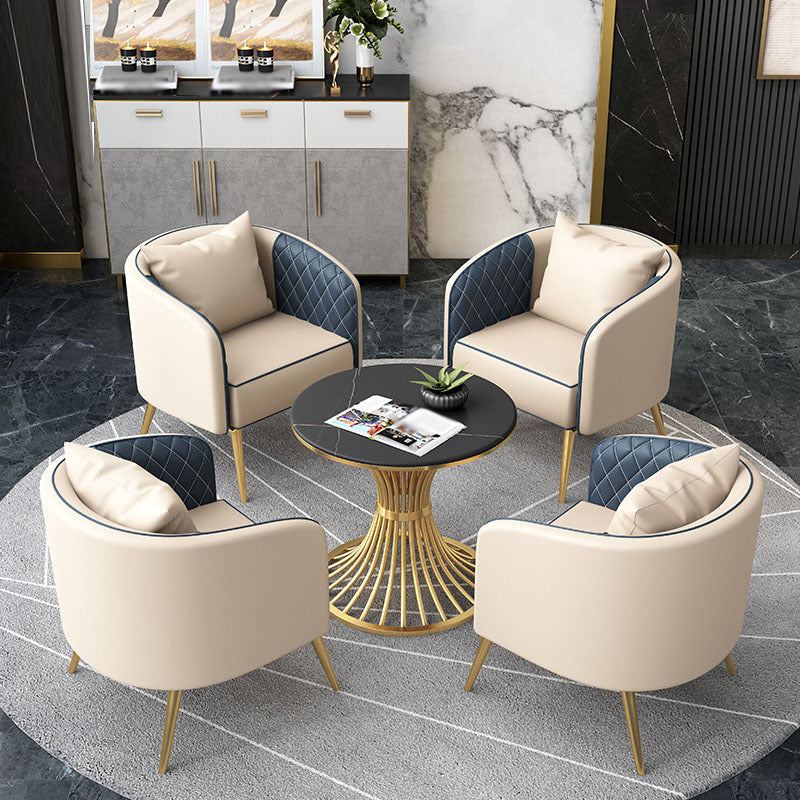 Glam Round Sintered Stone Dining Table Set 1/2/5 Pieces Dining Set for Home Use