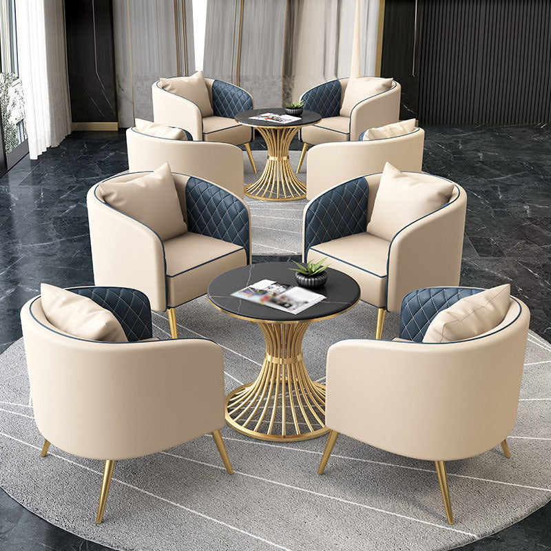 Glam Round Sintered Stone Dining Table Set 1/2/5 Pieces Dining Set for Home Use