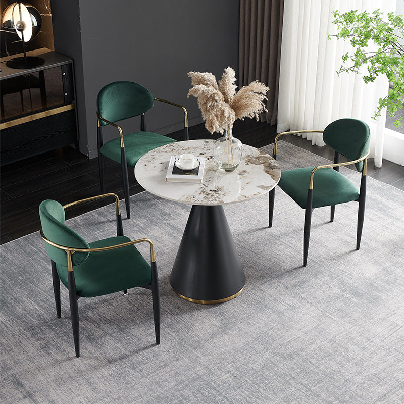 Glam Round Sintered Stone Dining Table Set 1/2/3/4 Pieces Dining Set for Home Use