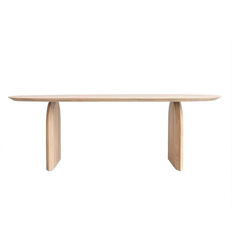Modern Solid Wood Top Oval Dinette Table Wood Base Dining Table for Living Room