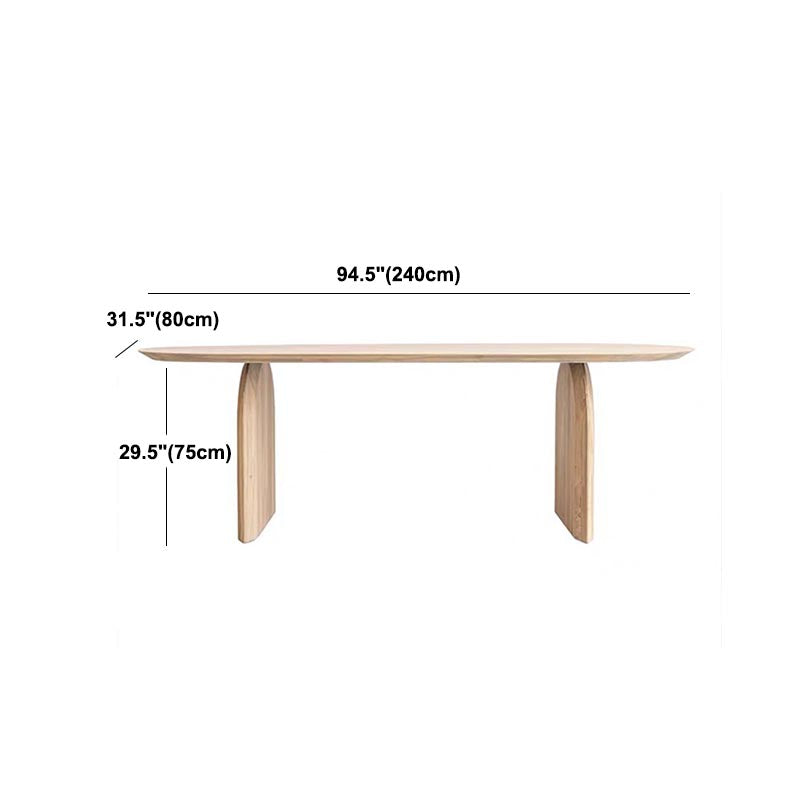 Modern Solid Wood Top Oval Dinette Table Wood Base Dining Table for Living Room