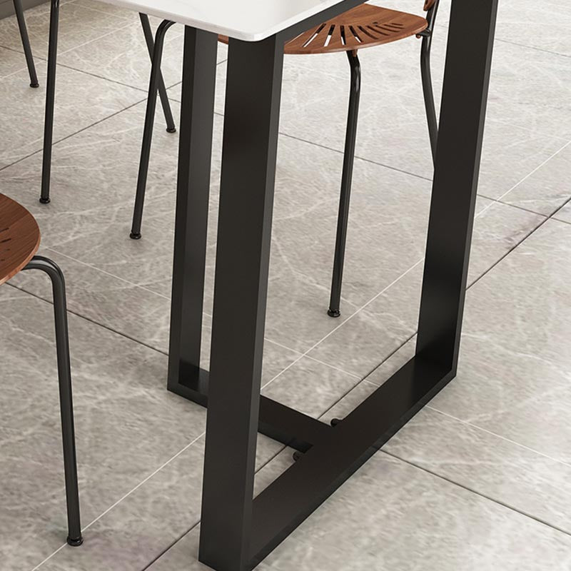 Modern White Stone Top Dinette Table Black Base Dining Table for Living Room