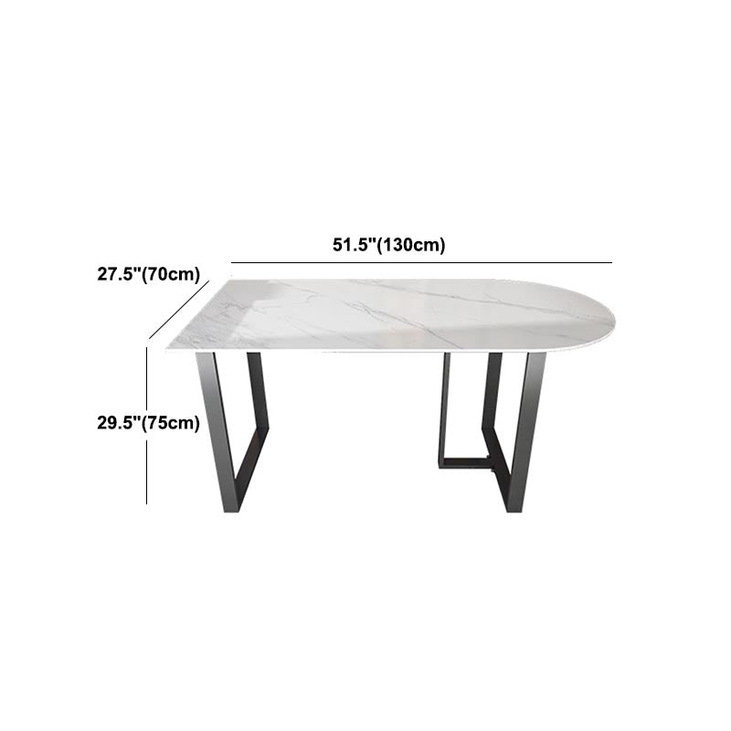 Modern White Stone Top Dinette Table Black Base Dining Table for Living Room