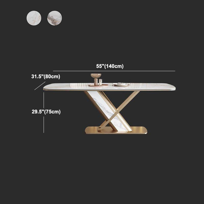 Traditional Luxury Stone Dining Table Gold Pedestal Casual Dining Table